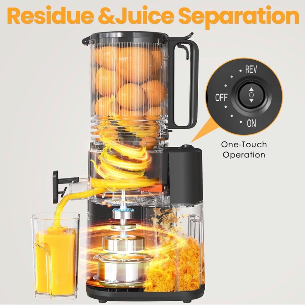 Cold Press Juicer, 5.5inch Wide Feed Chute Juicer Machine for Vegetables &Fruits - Picture 6 of 11
